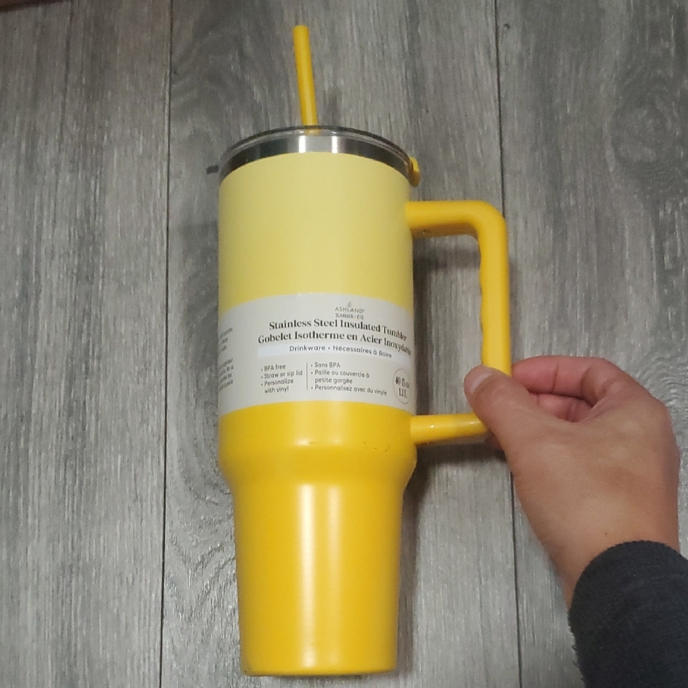 Ashland Yellow Two-Tone Insulated Tumbler with Handle and Straw